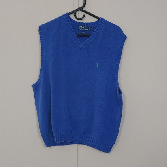 Polo Ralph Lauren Blue Knitted Sweater Vest VTG Polo Ralph